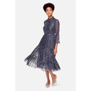 NWOT Kate Spade New York Night Sky Silk Blend Romantic Ruffle Trim Midi Dress 2